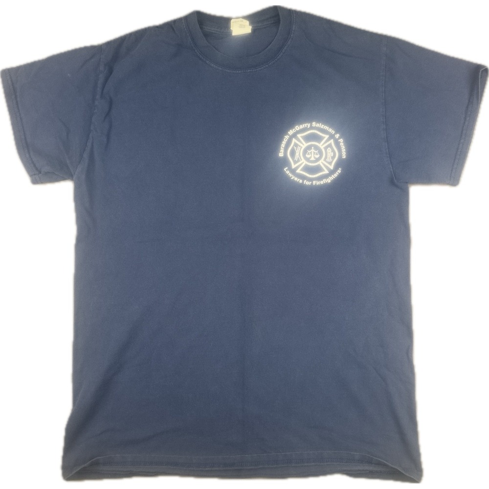 Gildan Mens Firefighter Lawyer Graphic T-Shirt Medium Blue Short Sleeve Cotton‎